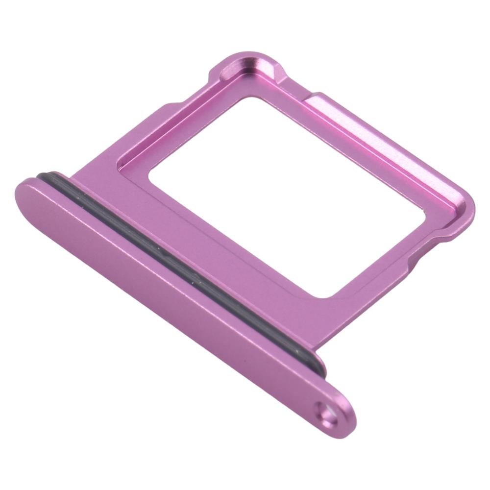 Angled view of pink iPhone 16 SIM card tray replacement showcasing its sleek finish and compatibility with the device.