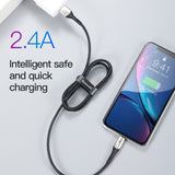 Lightning iPhone Charger Cable Baseus 2.4A Fast Charge 0.5m