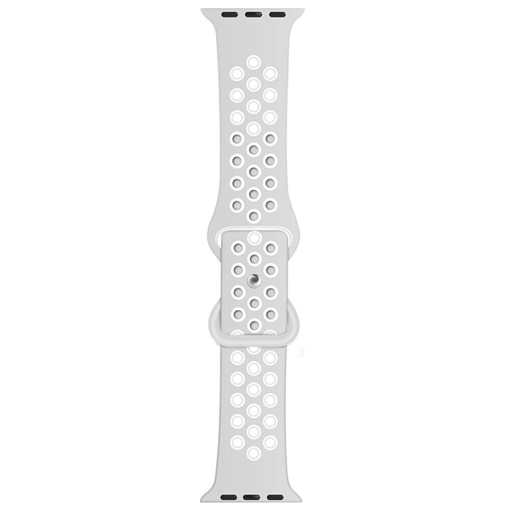 Liquid Silicone Strap For Apple Watch 41mm / 40mm / 38mm - Gray + Silver White