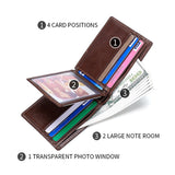 Men Wallet Stitching Leather RFID Anti-Theft Wallet - Coffee