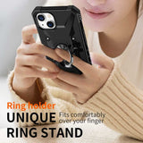 iPhone 15 Plus Case Shockproof Ring Holder - Black