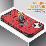 iPhone 15 Plus Case Back Metal Ring Holder - Red