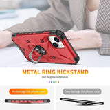 iPhone 15 Plus Case Back Metal Ring Holder - Red