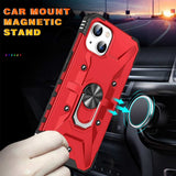 iPhone 15 Plus Case Back Metal Ring Holder - Red