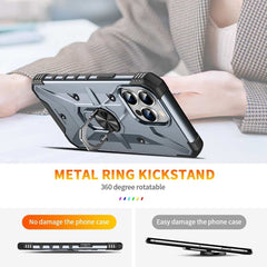 iPhone 15 Pro Case Protective Metal Ring Holder - Grey