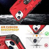 iPhone 15 Case Ring Holder Shockproof TPU and PC - Red