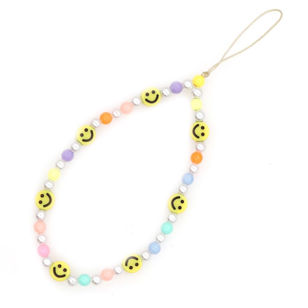 Mobile Phone Chain Imitation Pearl Smiley Beaded Soft Pottery Love