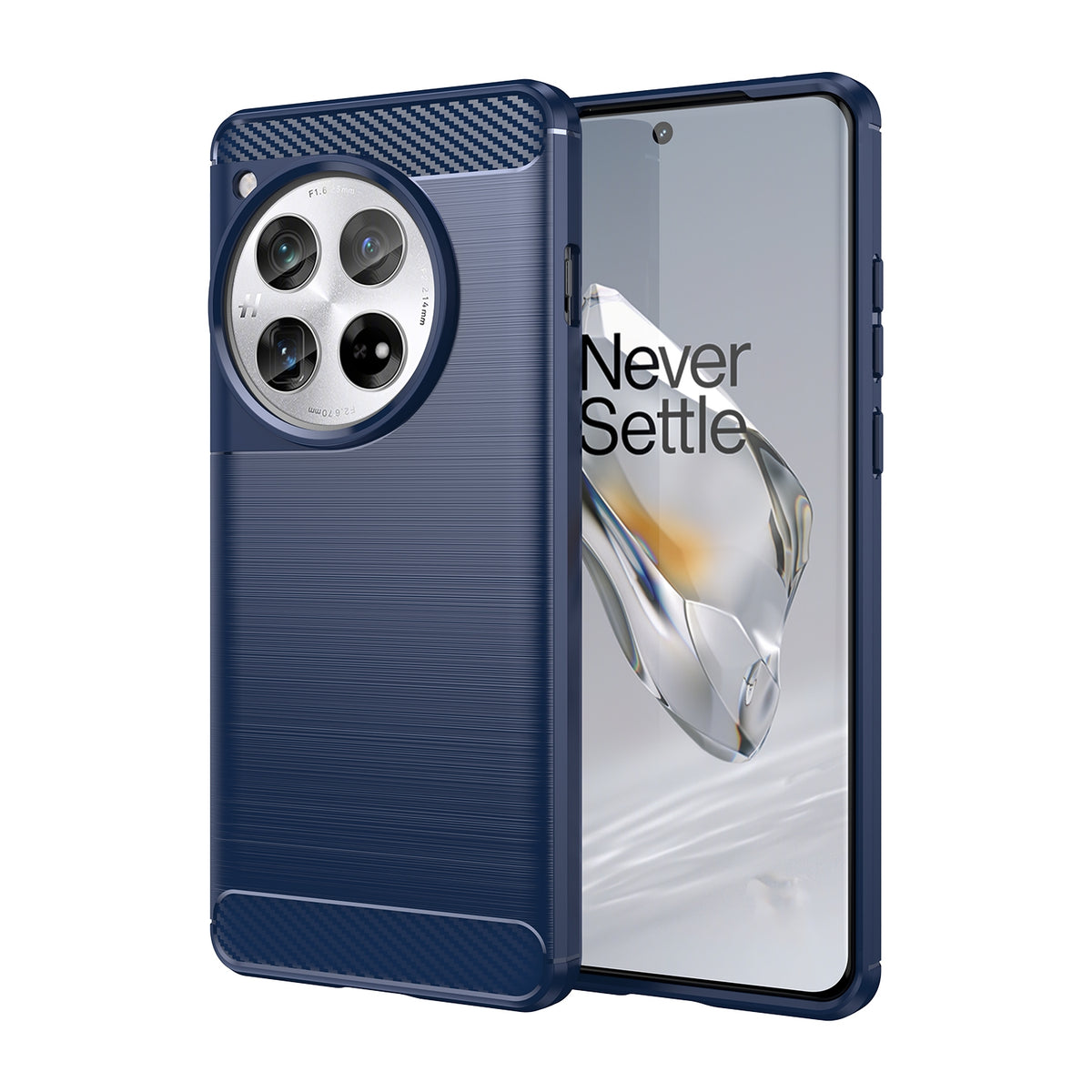 OnePlus 12 Case Shockproof Brushed Texture Carbon Fiber - Blue