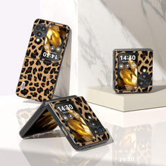 OPPO Find N3 Flip Case Protective ABEEL Black Edge Leopard