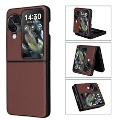 OPPO Find N3 Flip Case With PC and PU Leather - Brown