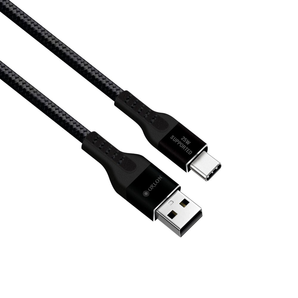 USB Type C Cable Braided Fast Charging Data Cable 25W - Black