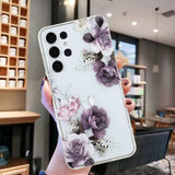 Samsung Galaxy S24 Ultra 5G Case Peony Pattern TPU - White