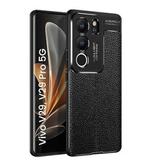 Vivo V29 Case Protective litchi leather texture TPU - Black