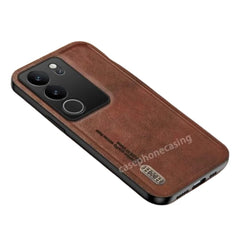 Vivo V29 / V29 Pro Case Protective PU Leather and TPU - Brown