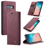 Samsung Galaxy S10 Case Protective Wallet With Two Cards - Wine Red