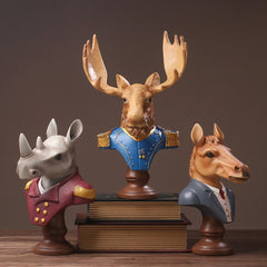 Resin Crafts Gentleman Head Ornaments Decoration - Rhinoceros