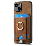 iPhone 15 Pro Max Case Retro Splitable Magnetic Card Bag - Brown