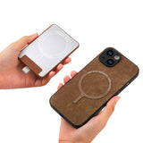 iPhone 15 Pro Max Case Retro Splitable Magnetic Card Bag - Brown