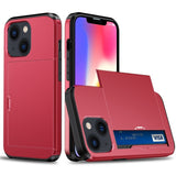 iPhone 15 Plus Case Robust Shockproof Card Slots - Red