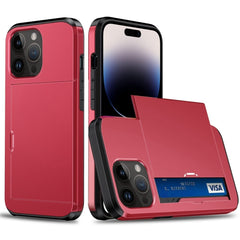 iPhone 15 Pro Max Case Robust Shockproof Card Slots - Red