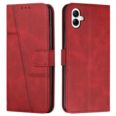 Samsung Galaxy A05 Case Stitching Calf Texture PU Leather - Red