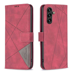 Samsung Galaxy A05s Case With Rhombus Texture PU Leather - Red