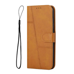 Samsung Galaxy A14 5G Case Stitching Calf Texture Secure Wallet - Brown