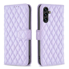 Samsung Galaxy A15 5G Case Diamond Lattice Wallet - Purple