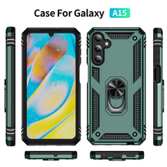 Samsung Galaxy A15 5G Case With Metal Ring Holder - Dark Green