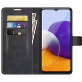 Samsung Galaxy A22 5G Case Secure Flip Wallet 3 Cards Slots - Black