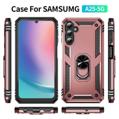 Samsung Galaxy A25 5G Case With Metal Ring Holder - Rose Gold