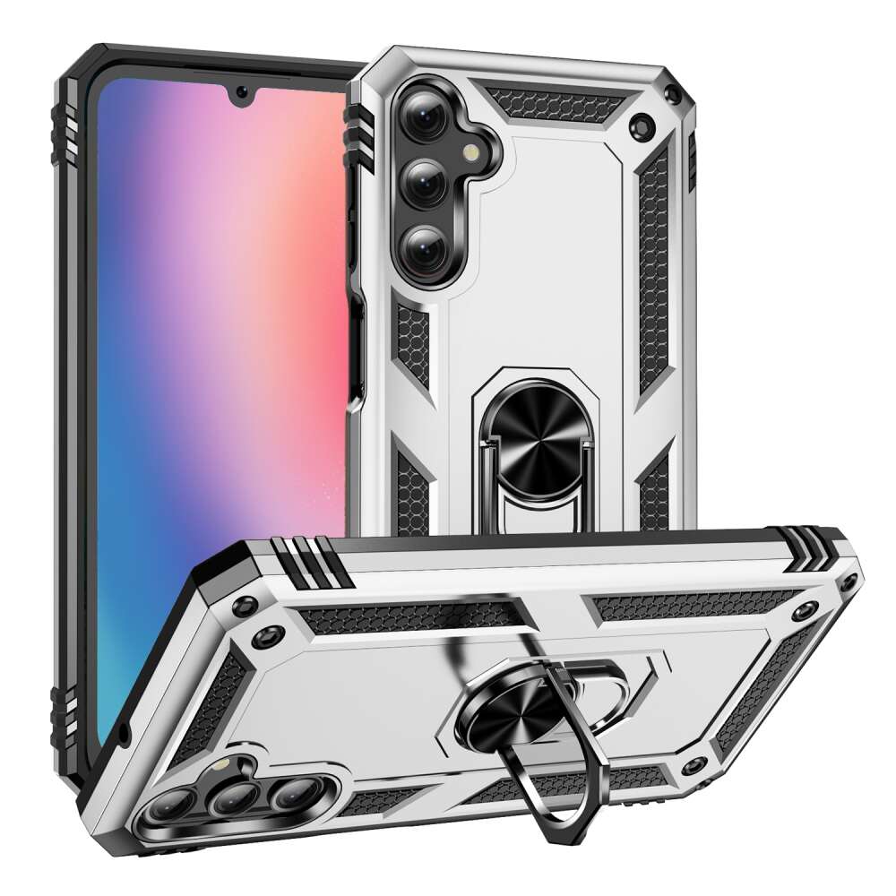 Samsung Galaxy A25 5G Case With Metal Ring Holder - Silver