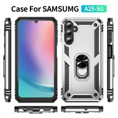 Samsung Galaxy A25 5G Case With Metal Ring Holder - Silver