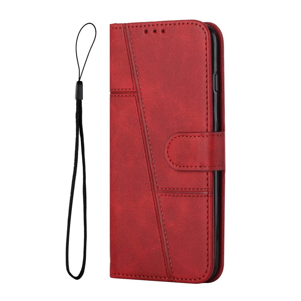 Samsung Galaxy A34 5G Case Stitching Calf Texture flip wallet - Red