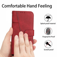 Samsung Galaxy A34 5G Case Stitching Calf Texture flip wallet - Red