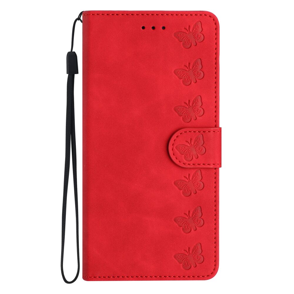 Samsung Galaxy A35 5G Case Butterflies Embossed Leather - Red