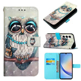 Samsung Galaxy A35 5G Case Painting Horizontal Flip - Grey Owl