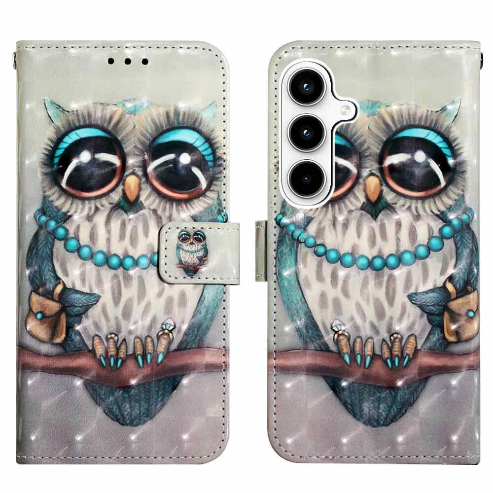 Samsung Galaxy A35 5G Case Painting Horizontal Flip - Grey Owl