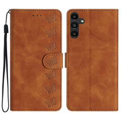 Samsung Galaxy A35 5G Case Seven Butterflies Embossed Leather - Brown