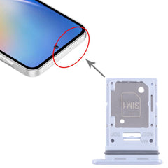 Samsung Galaxy A35 Iceblue SIM tray slot shown alongside a phone, indicating its placement and compatibility.