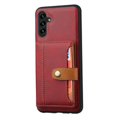 Samsung Galaxy A54 5G Case Calfskin Texture with 5 Card Slots - Red