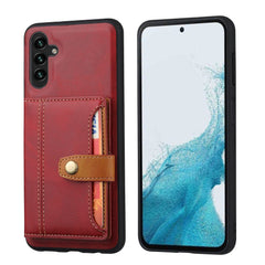 Samsung Galaxy A54 5G Case Calfskin Texture with 5 Card Slots - Red