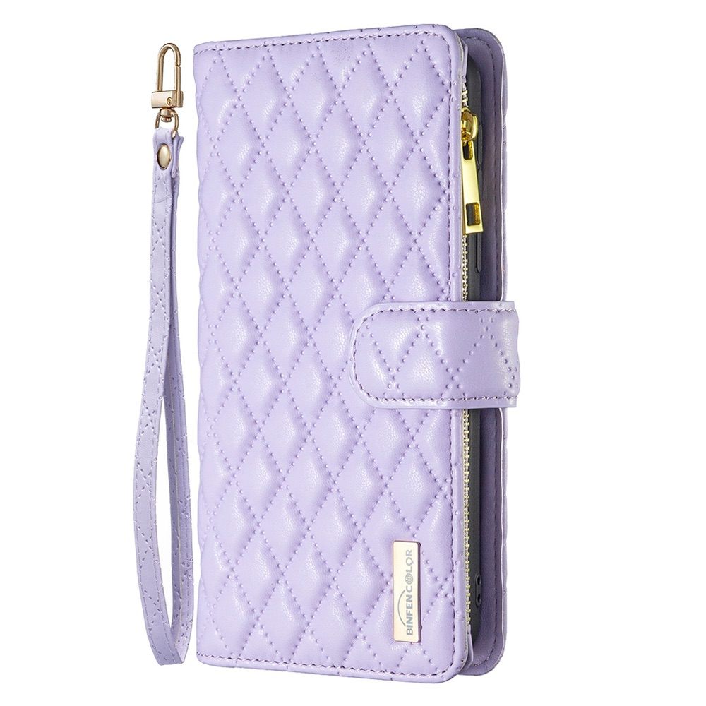 Samsung Galaxy A54 5G Case Diamond Lattice Zipper Wallet - Purple