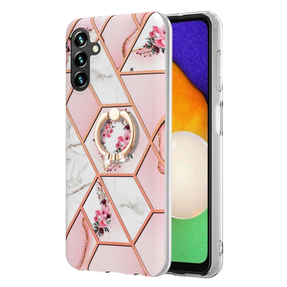 Samsung Galaxy A54 5G Case Splicing Marble IMD - Pink Flower