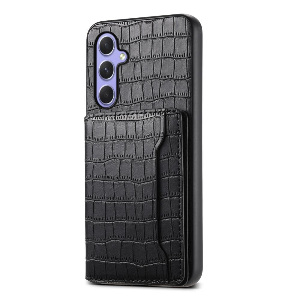 Samsung Galaxy A55 5G Case Crocodile Texture Card Bag - Black