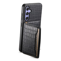 Samsung Galaxy A55 5G Case Crocodile Texture Card Bag - Black