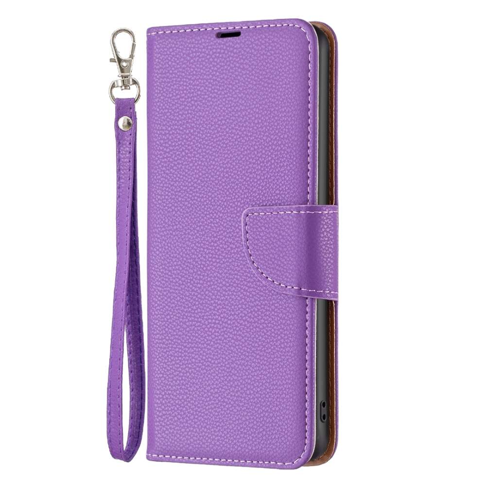 Samsung Galaxy A55 5G Case Litchi Texture PU Leather Flip - Purple