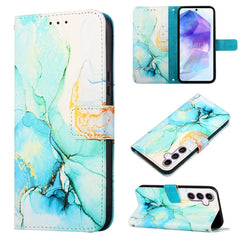 Samsung Galaxy A55 5G Case Marble Pattern Flip Wallet - Green