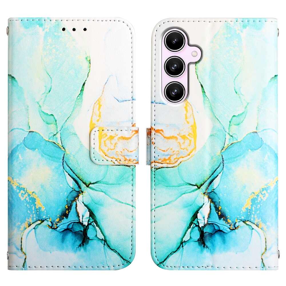 Samsung Galaxy A55 5G Case Marble Pattern Flip Wallet - Green