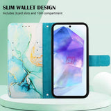 Samsung Galaxy A55 5G Case Marble Pattern Flip Wallet - Green